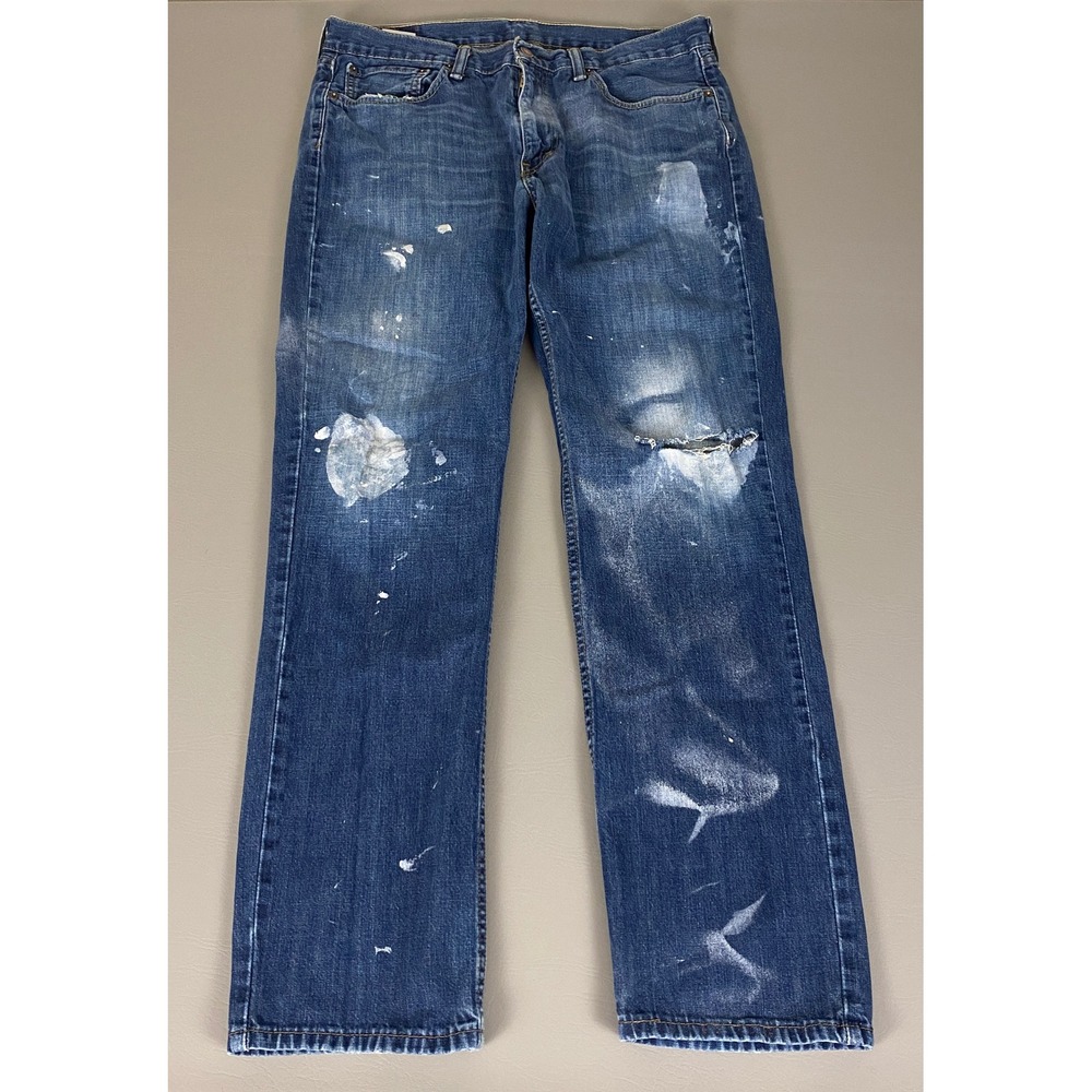 Levi's 514 Men's Straight Jeans in Distressed with White Paint Accents